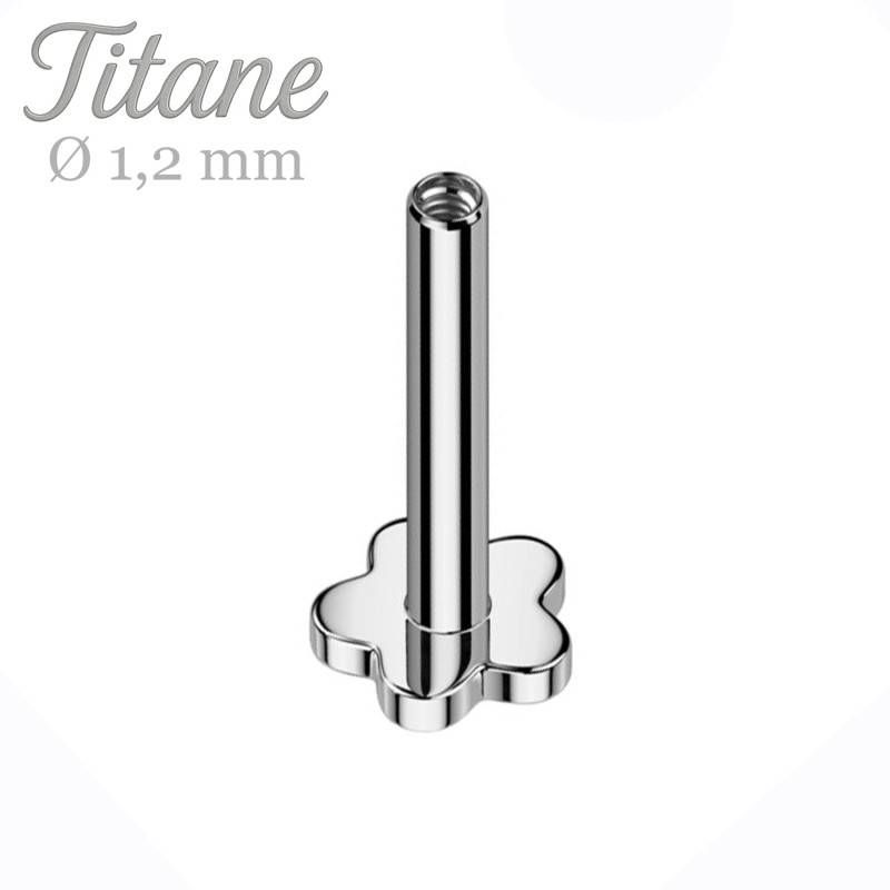 Barre Labret en Titane avec Base Fleur – Filetage Interne
