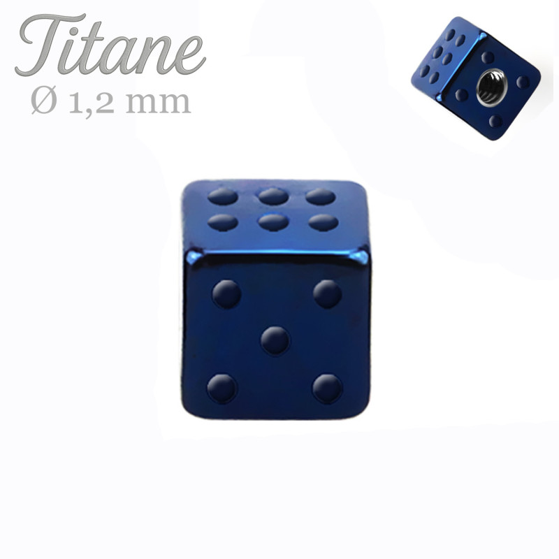 Embout dé en titane bleu 1,2 mm pour personnaliser ton piercing
