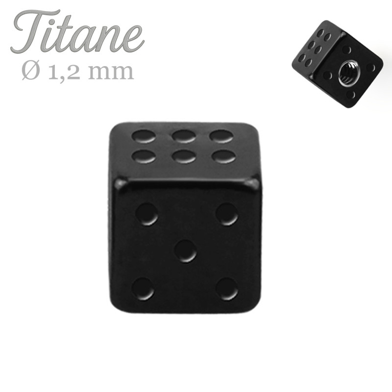embout dé noir en titane 1,2 mm pour un piercing au style affirmé