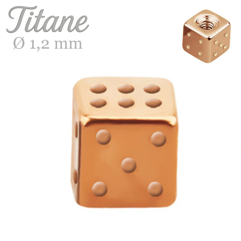 Embout dé or rose 1,2 mm pour personnaliser ton piercing