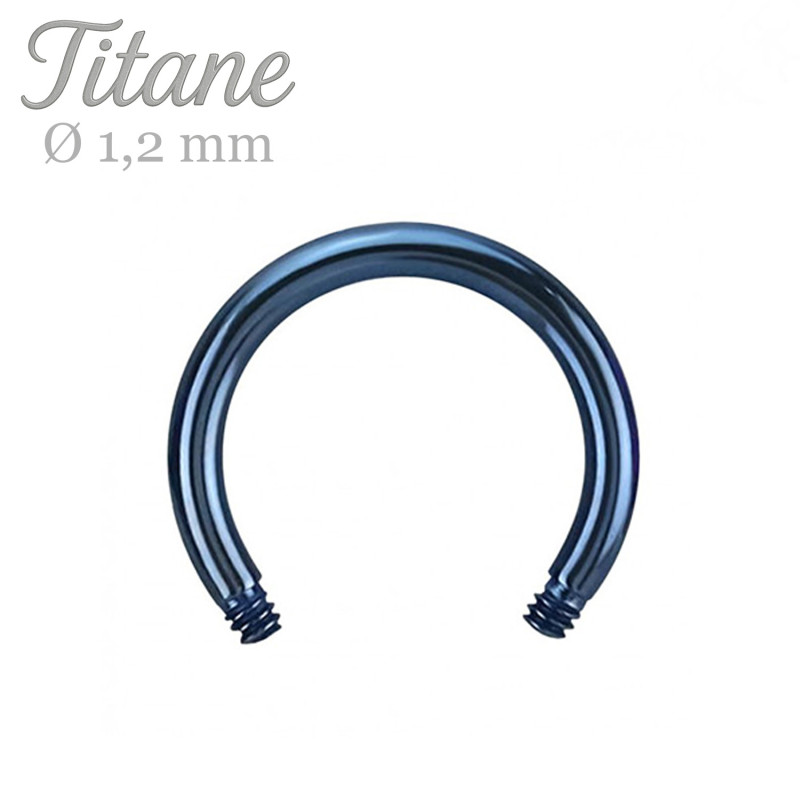 Barre de piercing fer à cheval titane bleu diamètre 1,2mm