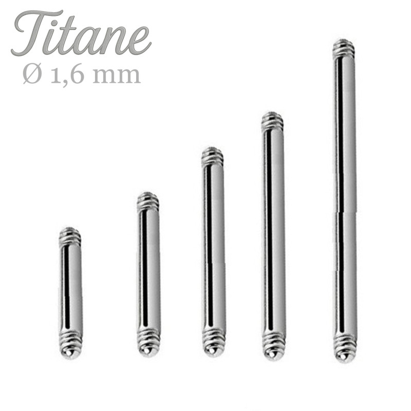 Barre de piercing barbell titane 1.6 mm - Tarawa.com