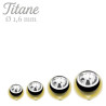 Bille piercing 1,6mm couleur or avec strass