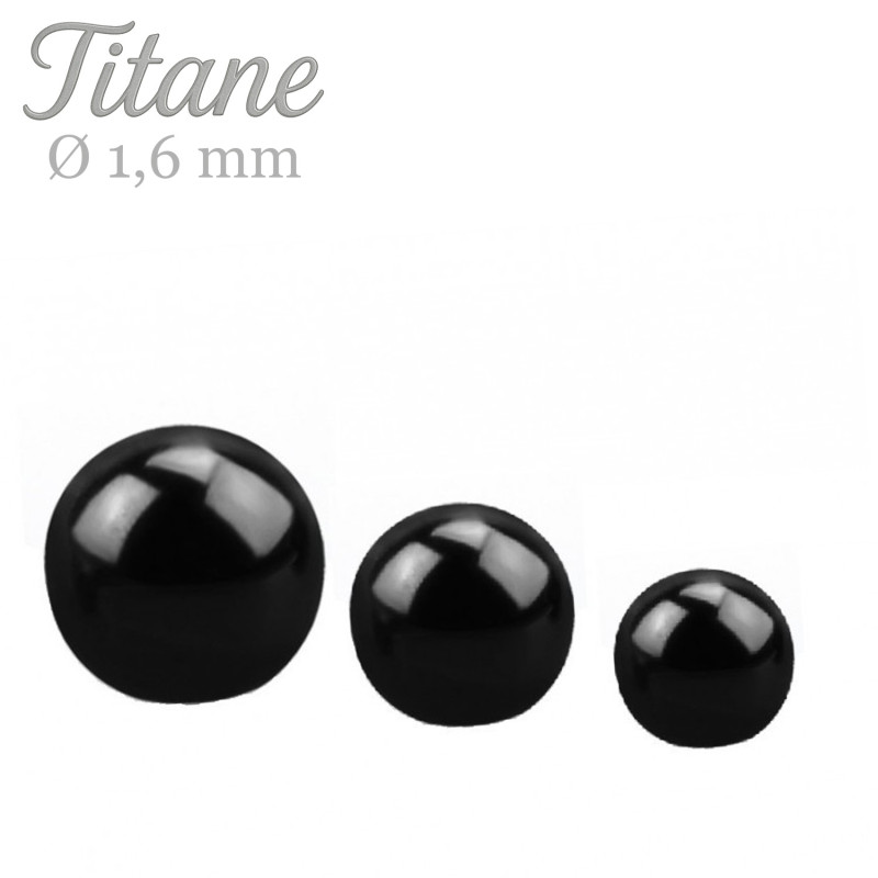 Bille de piercing 1.6 mm en titane couleur noir - Tarawa.com