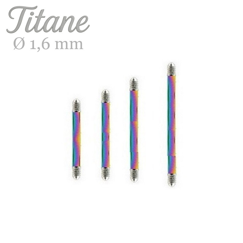 Barre de piercing barbell titane anodisé essence 1.6 mm - Tarawa.com