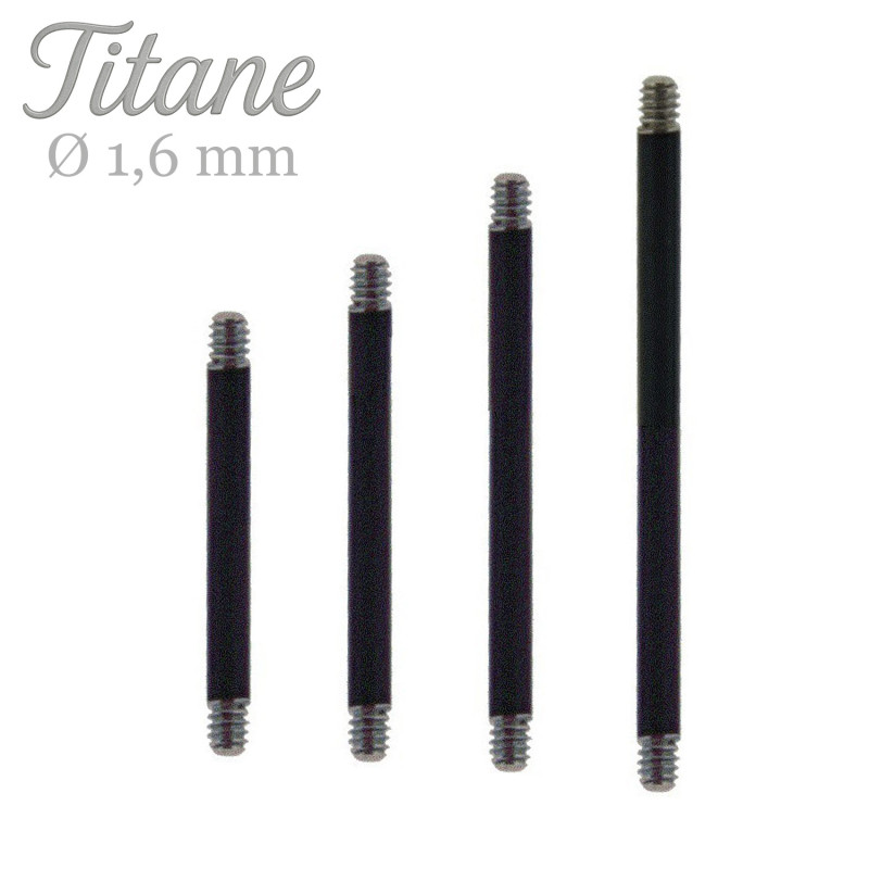 Barre de piercing barbell titane anodisé noir diamètre 1.6 mm - Tarawa.com