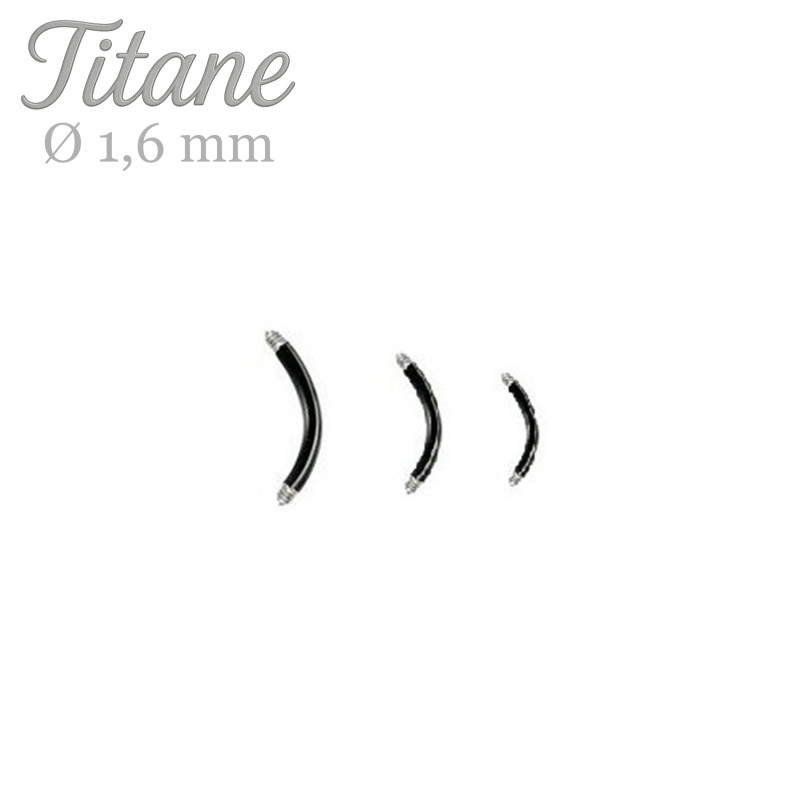 Barre de piercing Banane 1.6 mm titane anodisé noir - Tarawa.com
