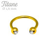 Piercing fer à cheval titane doré CZ