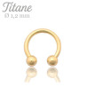 Piercing Fer à cheval 1.2 mm Titane doré