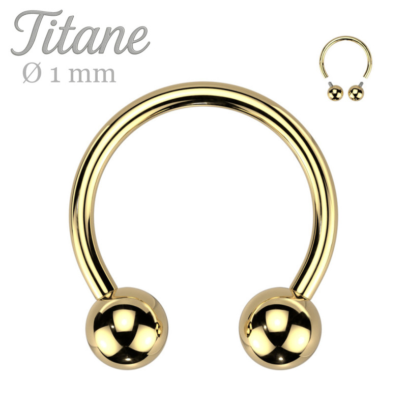 Piercing Fer à Cheval Nez Titane Doré 1mm