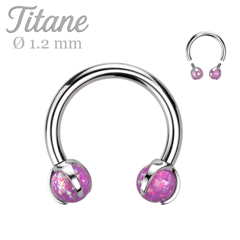 Piercing Fer à cheval en titane pierre d'opale greffé