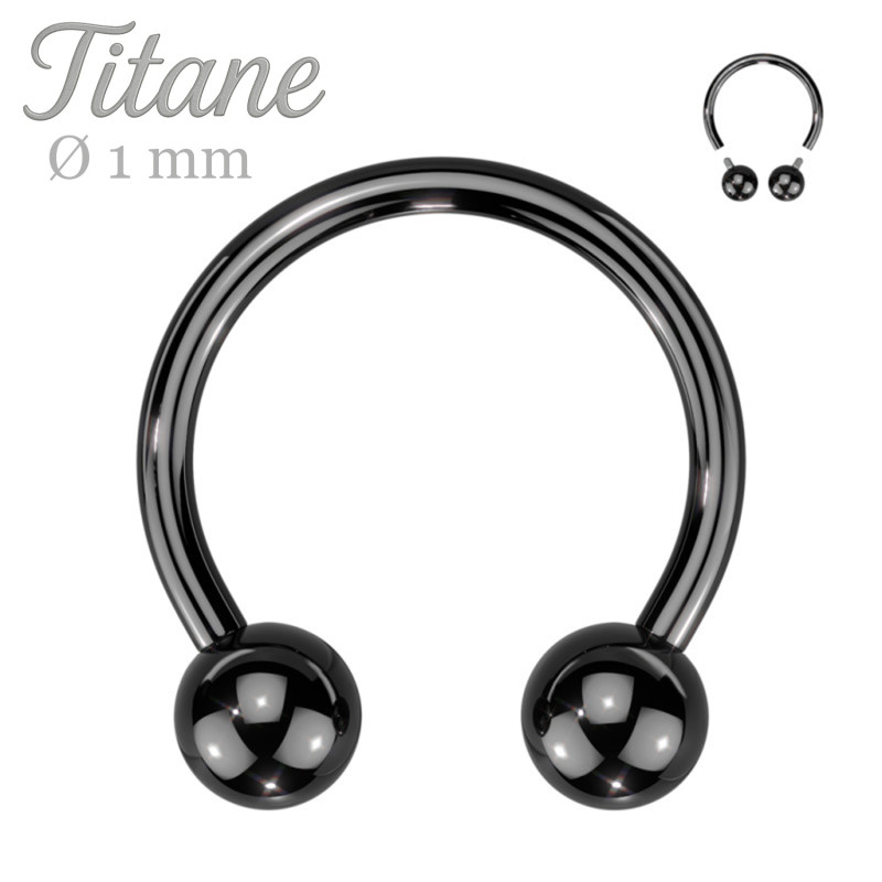 Piercing Fer à Cheval Nez Titane Noir 1mm