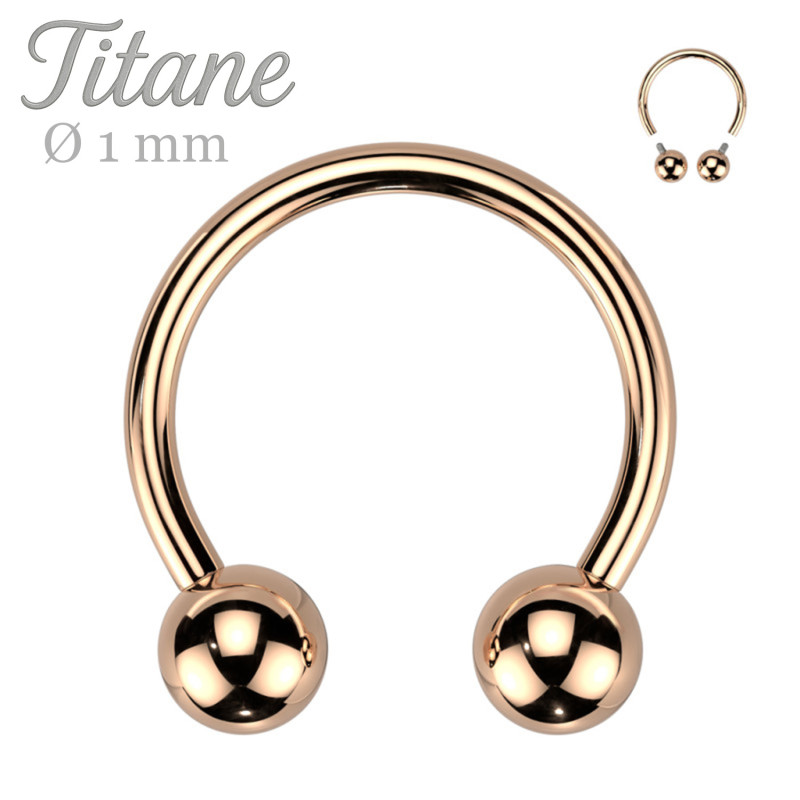 Piercing Fer à Cheval Nez Titane Or Rose 1mm