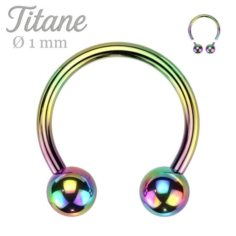 Piercing Fer à Cheval Nez Titane Arc-en-Ciel 1mm