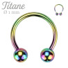 Piercing Fer à Cheval Nez Titane Arc-en-Ciel 1mm