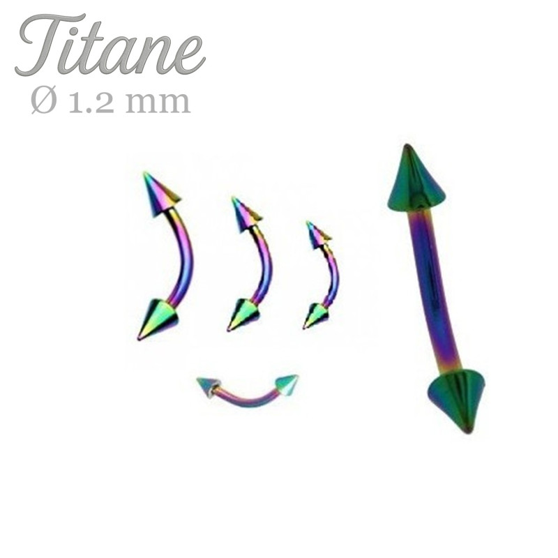 Piercing arcade titane anodisé arc en ciel spike 3mm - Tarawa.com