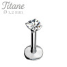 Piercing labret titane naturel avec zirconium blanc 2,5 mm – Éclat discret et durable
