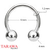 Piercing fer à cheval 1.2mm en titane bille 4mm