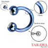 Piercing fer à cheval titane bleu CZ