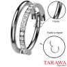 Piercing double anneau avec strass en titane argent