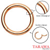 Anneau piercing clip acier or rose 1,2 mm