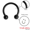 Piercing Fer à cheval 1.2 mm Titane Anodisé noir