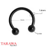 Piercing Fer à cheval 1.2 mm Titane Anodisé noir