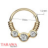 Anneaux triple strass pour septum, cartilage d'oreille, Daith