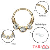 Anneaux triple strass pour septum, cartilage d'oreille, Daith