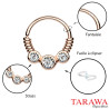Anneaux triple strass pour septum, cartilage d'oreille, Daith