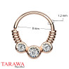 Anneaux triple strass pour septum, cartilage d'oreille, Daith