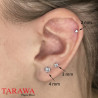 Piercing oreille gemme rond acier chirurgical noir