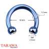Piercing fer à cheval titane bleu CZ