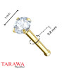 Piercing nez or jaune 14 carats et zirconium 3 mm