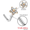 Piercing nez or rose fleur zirconium blanc