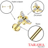 Piercing labret titane doré triangle et marquise zircon