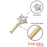 Piercing nez doré étoile zircon – tige droite 0.8 mm