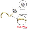 Piercing nez acier chirurgical doré strass 2.5 mm
