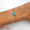 Bracelet en plaqué or avec perle ovale turquoise