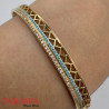 Bracelet ouvert plaqué or strass turquoise et blanc 56mm