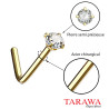 Piercing nez en L 1mm strass rond en 3mm Doré