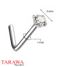 Piercing nez 1mm en L strass rond 3mm