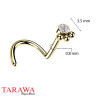 Piercing nez acier chirurgical plaqué or avec cristal et détails perlés