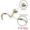 Piercing nez acier chirurgical plaqué or avec cristal et détails perlés