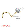 Piercing nez courbé doré strass griffé de 3mm