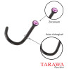 Piercing nez courbé barre noir strass couleur