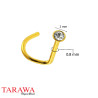 Piercing nez courbé barre doré strass couleur