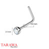 Piercing nez avec boule strass en L 2.5mm