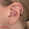 Piercing labret CZ avec goute pendante noir