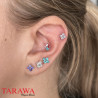 Piercing cartilage coeur acier doré cristal